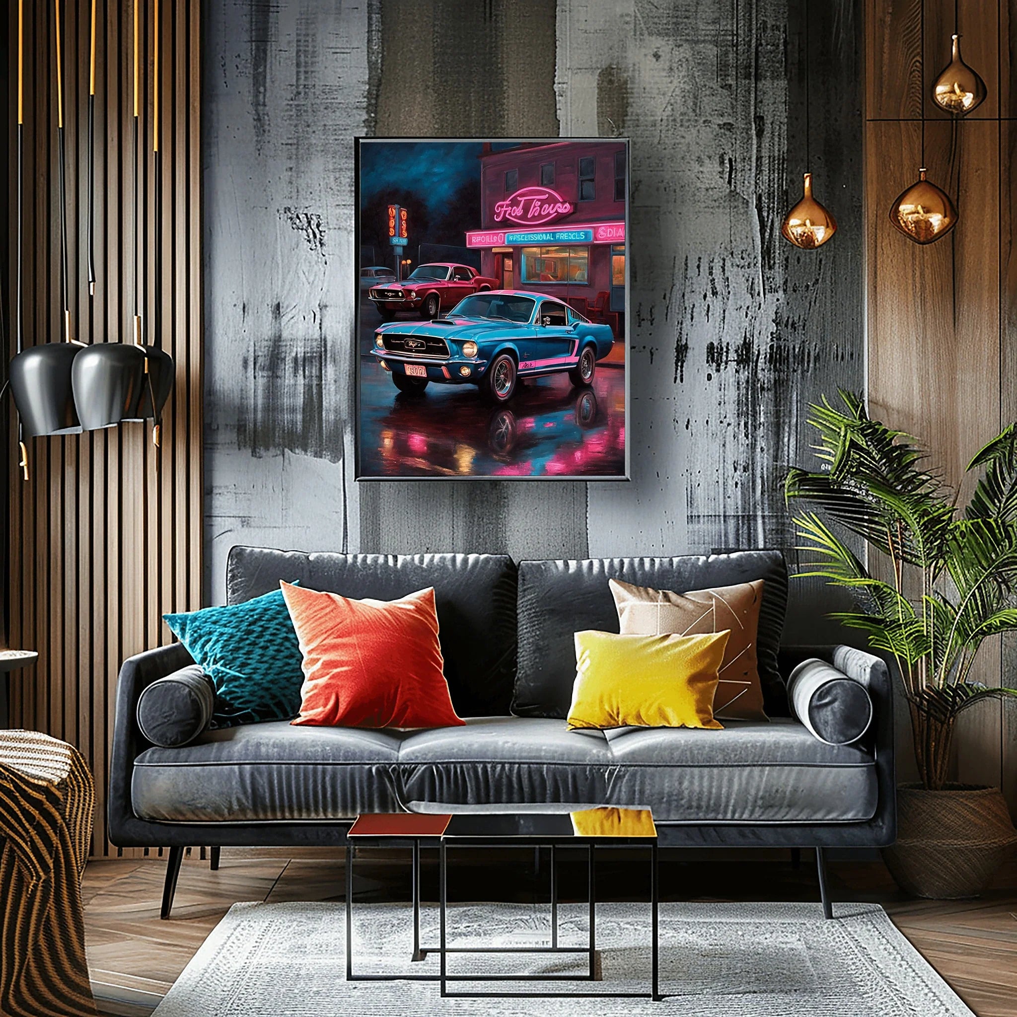 1967 Fastback Legends - Retro Neon Diner Edition | Poster - Canvas - Framed Canvas