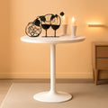 Round Height-Adjustable White Bistro Table Bar Home