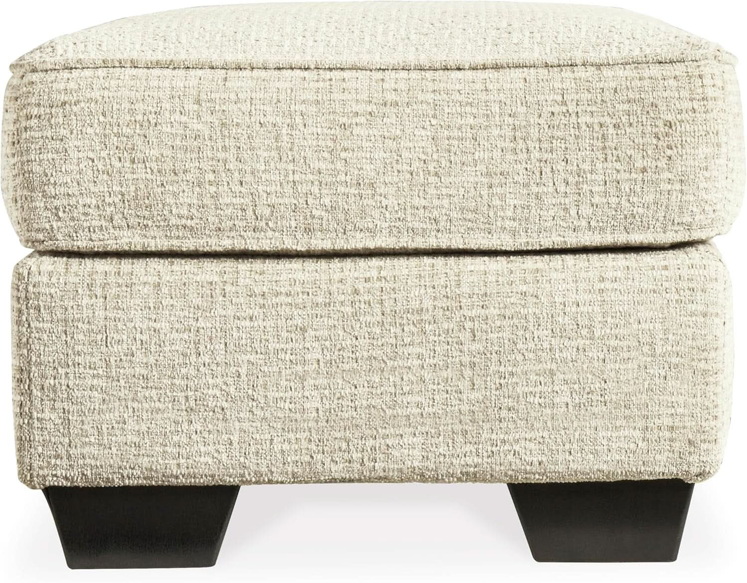 Beige Chenille Upholstered Ottoman With Cushioned Comfort