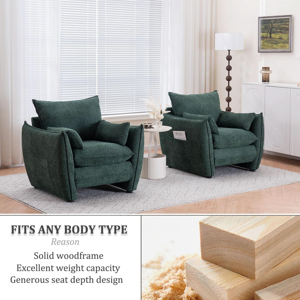 Green Oversized Luxurious Accent Chair Living Room