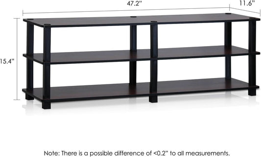 Turn-S-Tube No Tools 3-Tier TV Stand Dark Cherry And Black