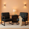 Mid Century Classic Black Leather Upholstered Accent Chair