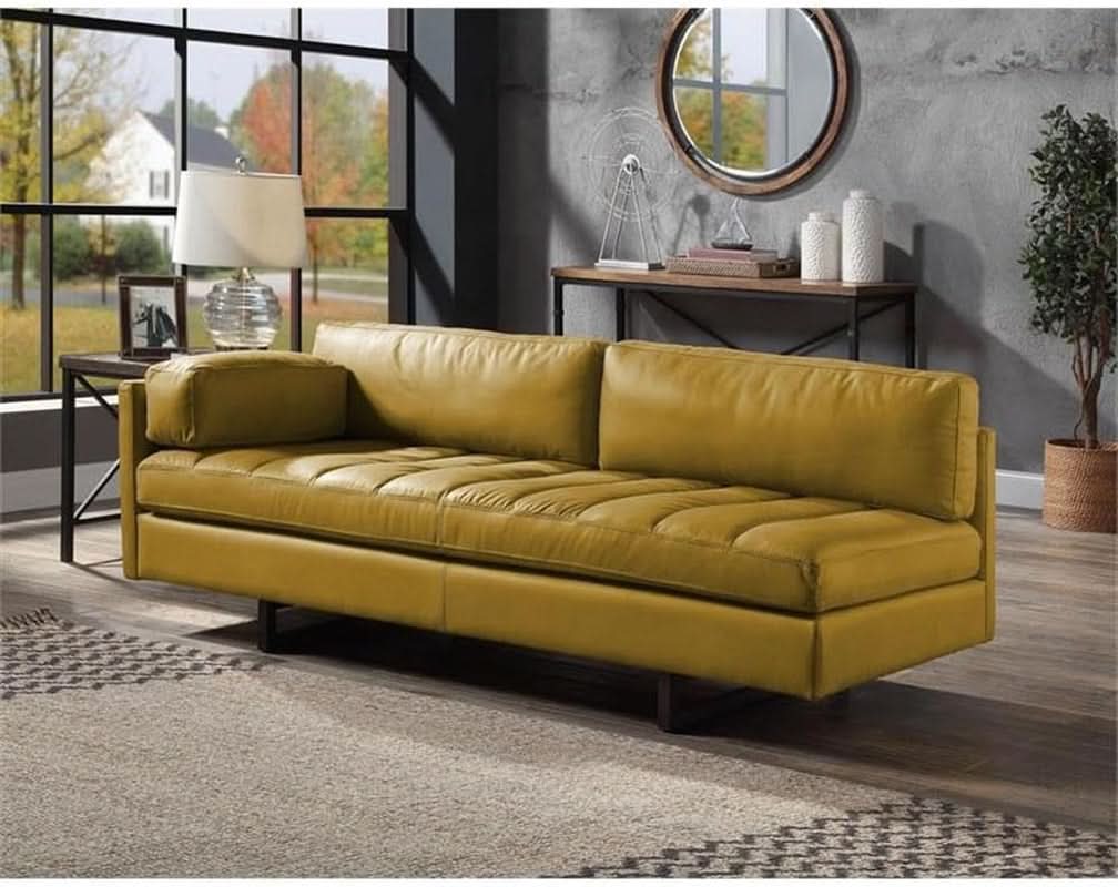 Radia Sofa With Pillow Yellow Turmeric Top Grain Leather