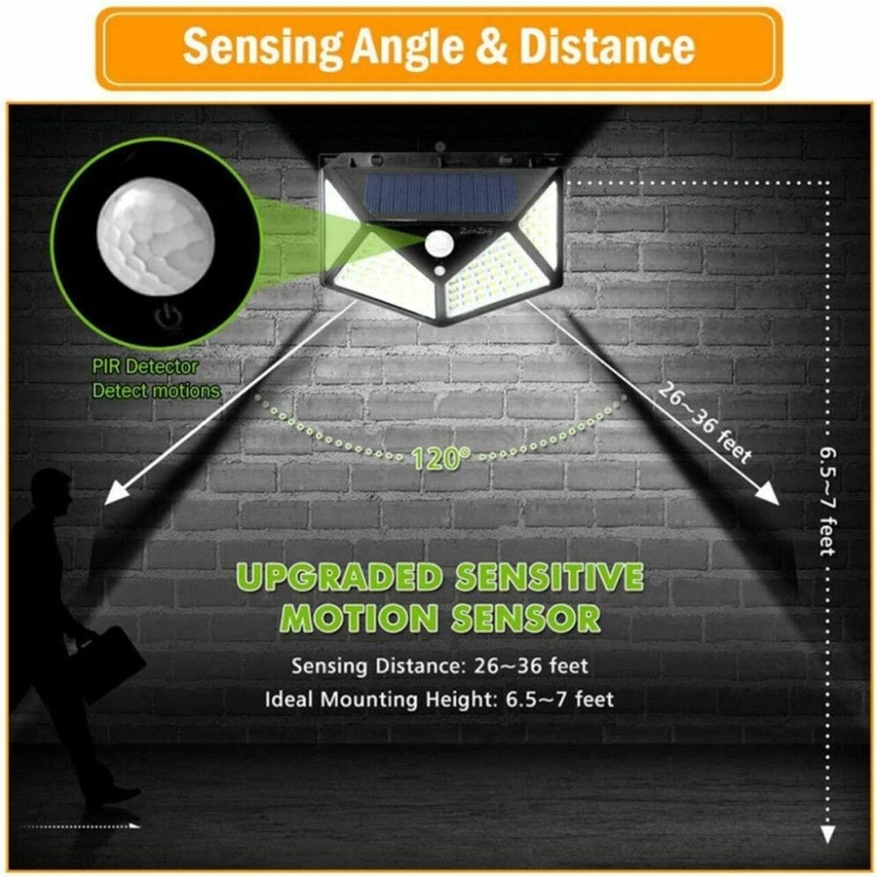 2-Pack Solar Powered 100-LED Motion Activated Outdoor Light
