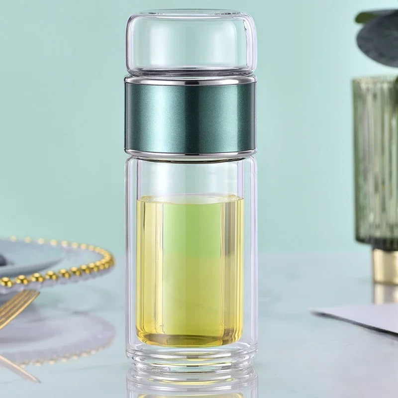 Double Wall Glass Tea Infuser Bottle