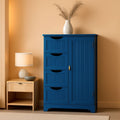 Navy Blue Wooden Bathroom Floor Cabinet With 4 Drawers And Cupboard