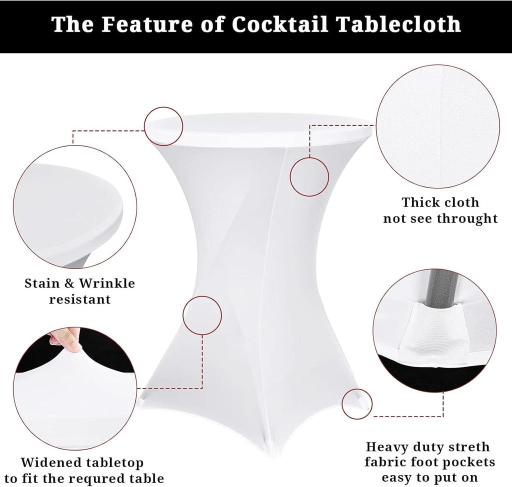 White Spandex Square Cocktail Table Covers 32x43Inches