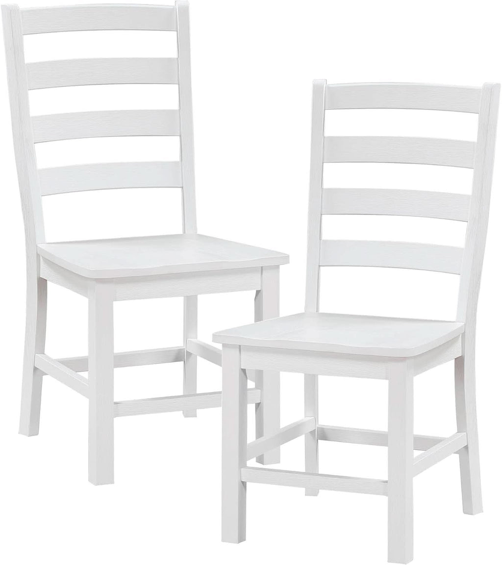 White Farmhouse Dining Chairs Set of 2 With Footrest