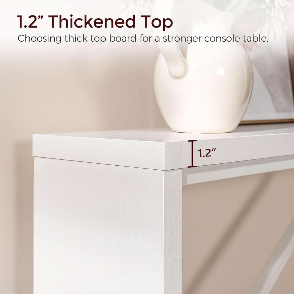 62.2-Inch Industrial White Console Table With Metal Frame