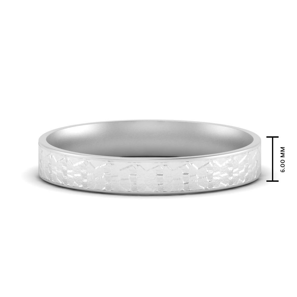 Unique Rock Textured Mens Wedding Band 5 mm
