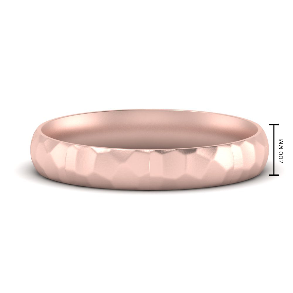 5 mm Mens Hammered Comfort Fit Wedding Band