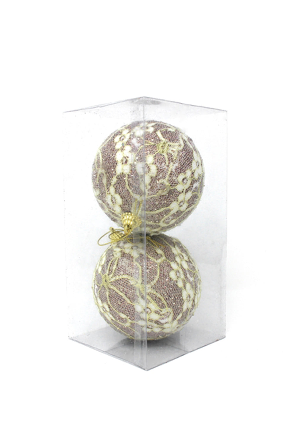 10CM BALL WITH LACE FLOWER ACCENTS (2 PCS)