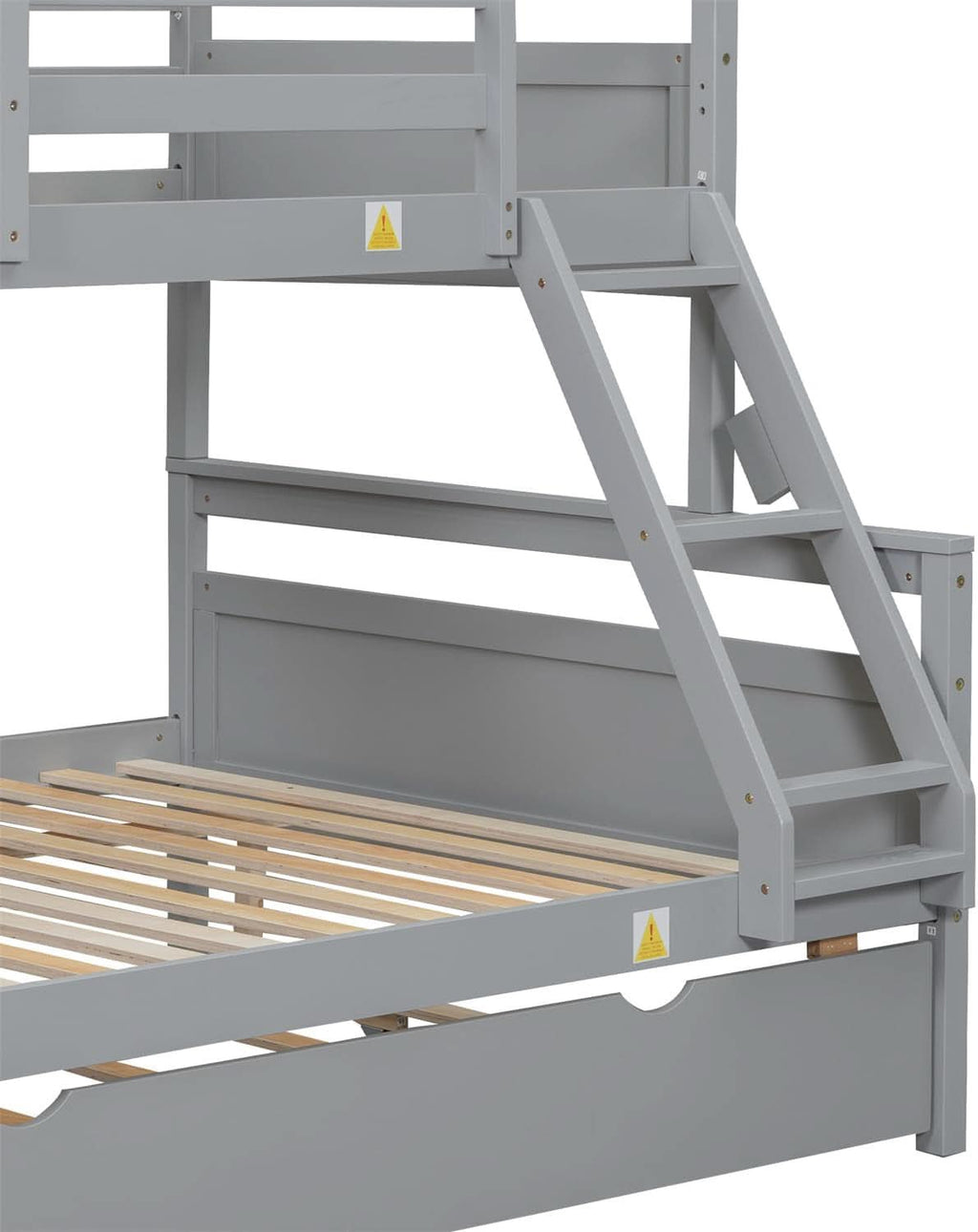 Grey Trundle Bunk Bed Twin Over Full With Guardrail