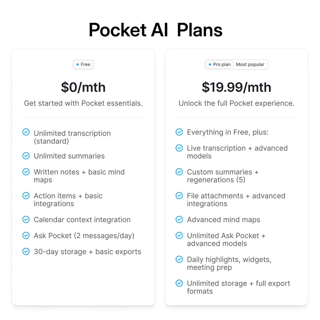 Pocket AI Voice Recorder & Smart Assistant – Auto Transcription, Summaries & Action Items – AI Note Taker for Meetings, Calls & Productivity - Space Grey