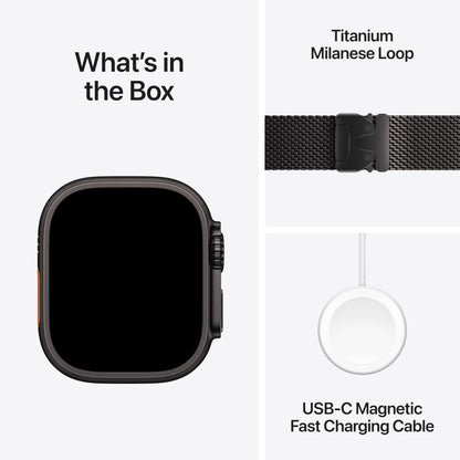 Apple Watch Ultra 3 [GPS + Cellular 49mm] Running & Multisport Smartwatch w/Rugged Titanium Case w/Natural Titanium Milanese Loop - L. Satellite Communications, Advanced Health & Fitness Tracking