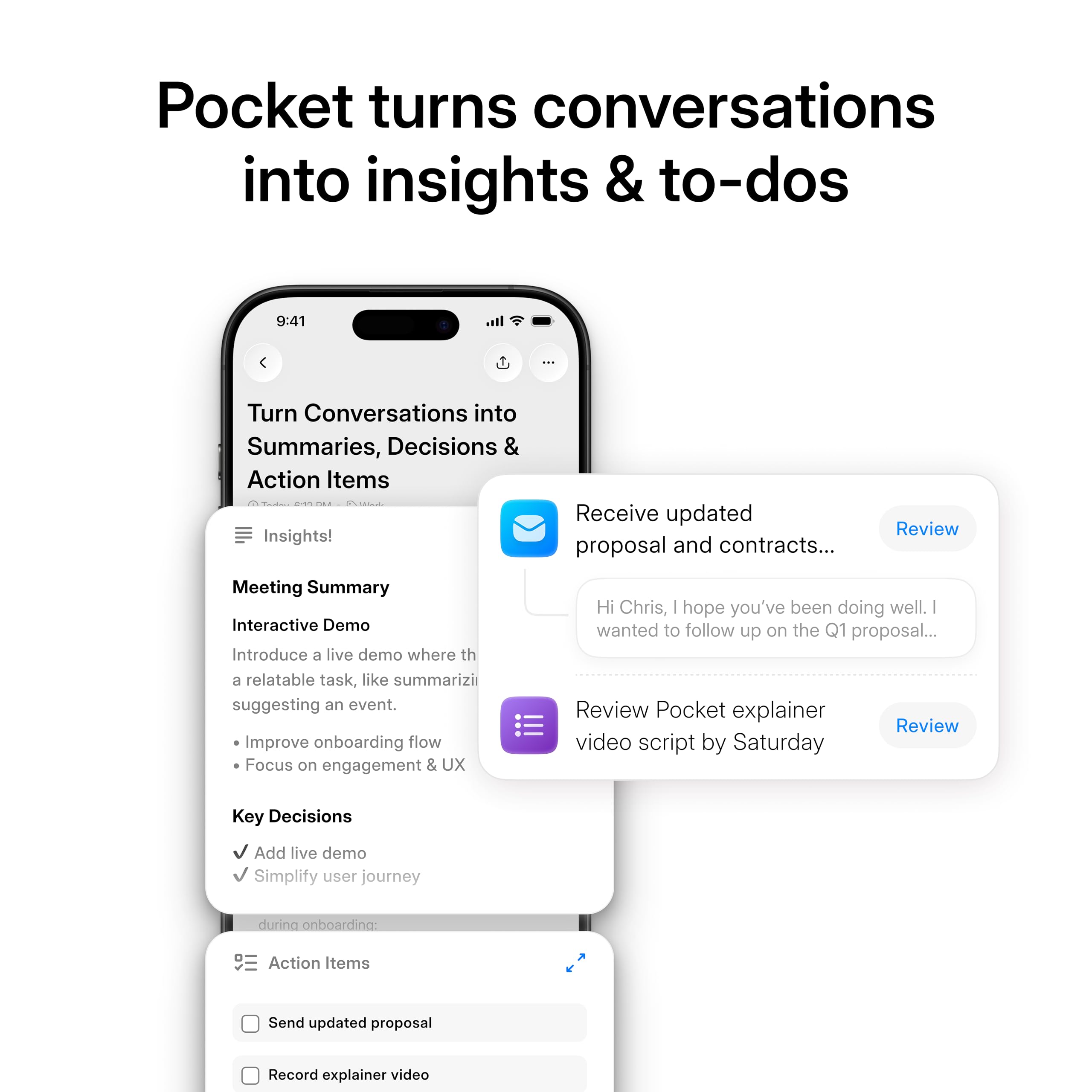 Pocket AI Voice Recorder & Smart Assistant – Auto Transcription, Summaries & Action Items – AI Note Taker for Meetings, Calls & Productivity - Space Grey