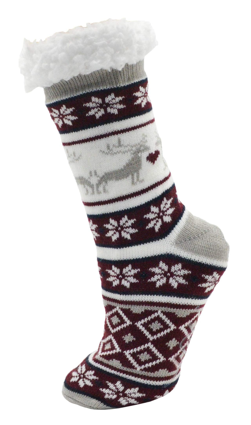 Winterlace Fuzzy Fluffy Slipper Socks, 3 Pairs Womens Sherpa Non Slip Plush Comfy Cozy Cabin Sock