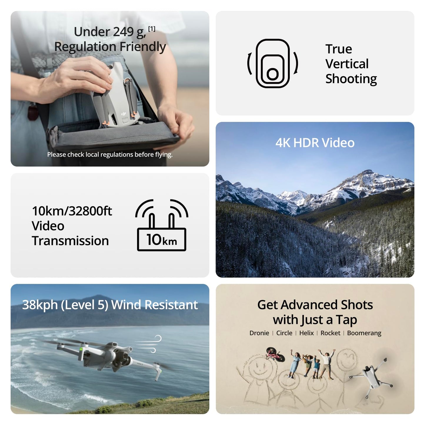 DJI Mini 3 (DJI RC), Lightweight 3x Mechanical Gimbal Drones with Camera for Adults 4K, 38-min Flight Time, up to 32800ft (10km) Video Transmission, Vertical Shooting, GPS Auto Return Integrated