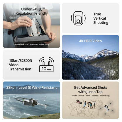 DJI Mini 3 (DJI RC), Lightweight 3x Mechanical Gimbal Drones with Camera for Adults 4K, 38-min Flight Time, up to 32800ft (10km) Video Transmission, Vertical Shooting, GPS Auto Return Integrated