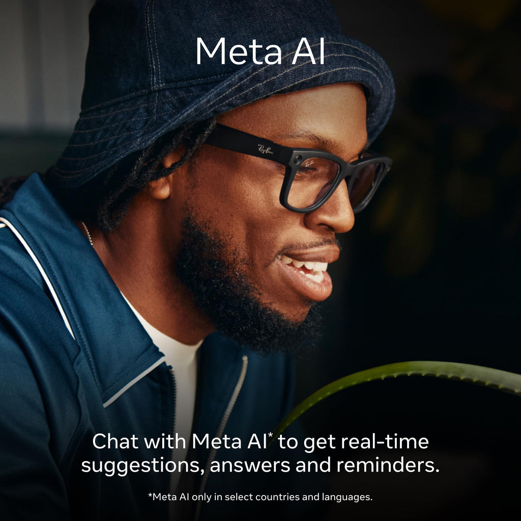 Ray-Ban Meta (Gen 1), Wayfarer, Shiny Black | Smart AI Glasses for Men, Women — 12 MP Ultra-Wide Camera, Open-Ear Speakers for Audio, Video Recording and Bluetooth — Green Lenses — Wearable Technology