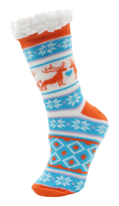 Winterlace Fuzzy Fluffy Slipper Socks, 3 Pairs Womens Sherpa Non Slip Plush Comfy Cozy Cabin Sock