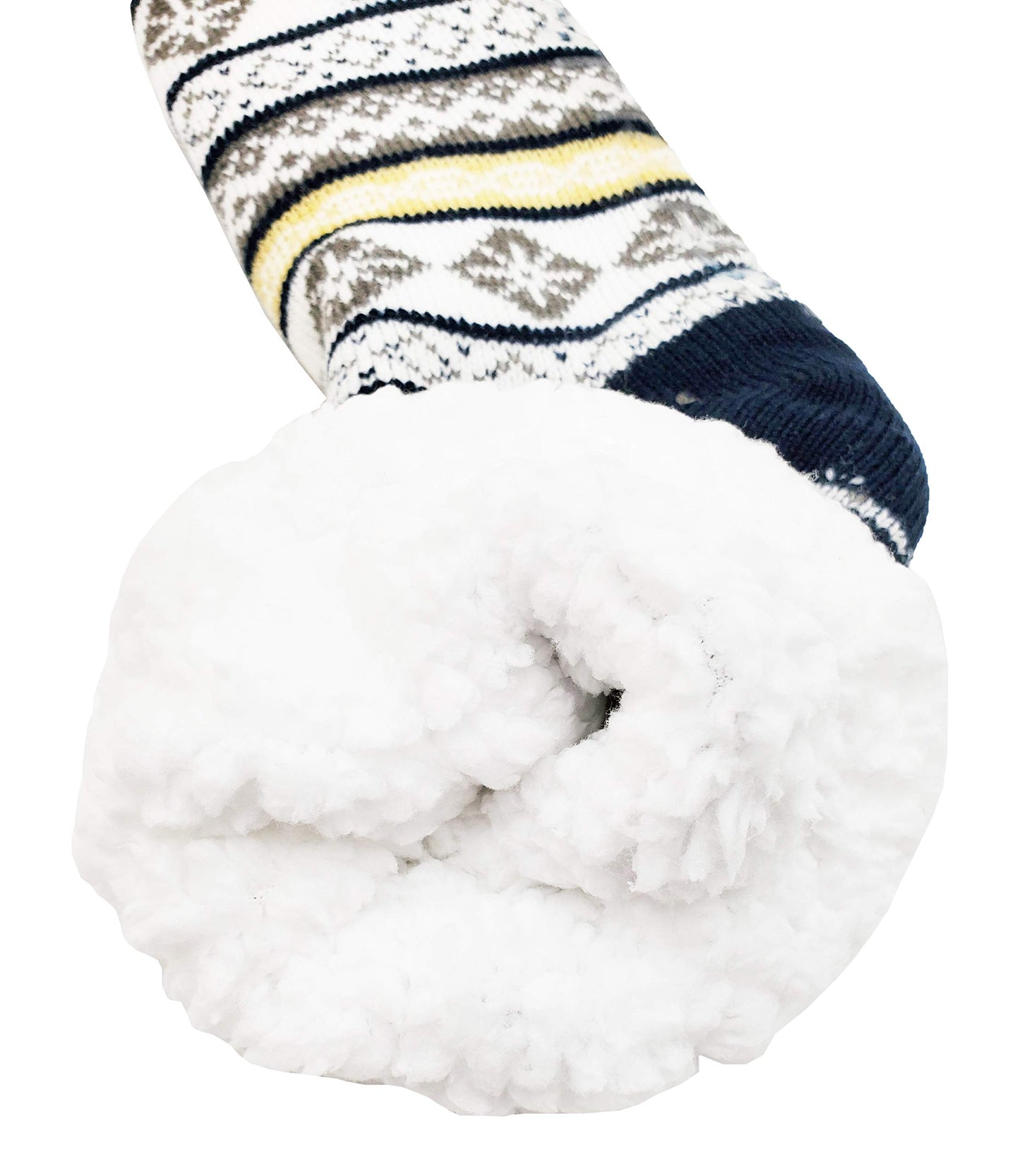 Winterlace Fuzzy Fluffy Slipper Socks, 3 Pairs Womens Sherpa Non Slip Plush Comfy Cozy Cabin Sock