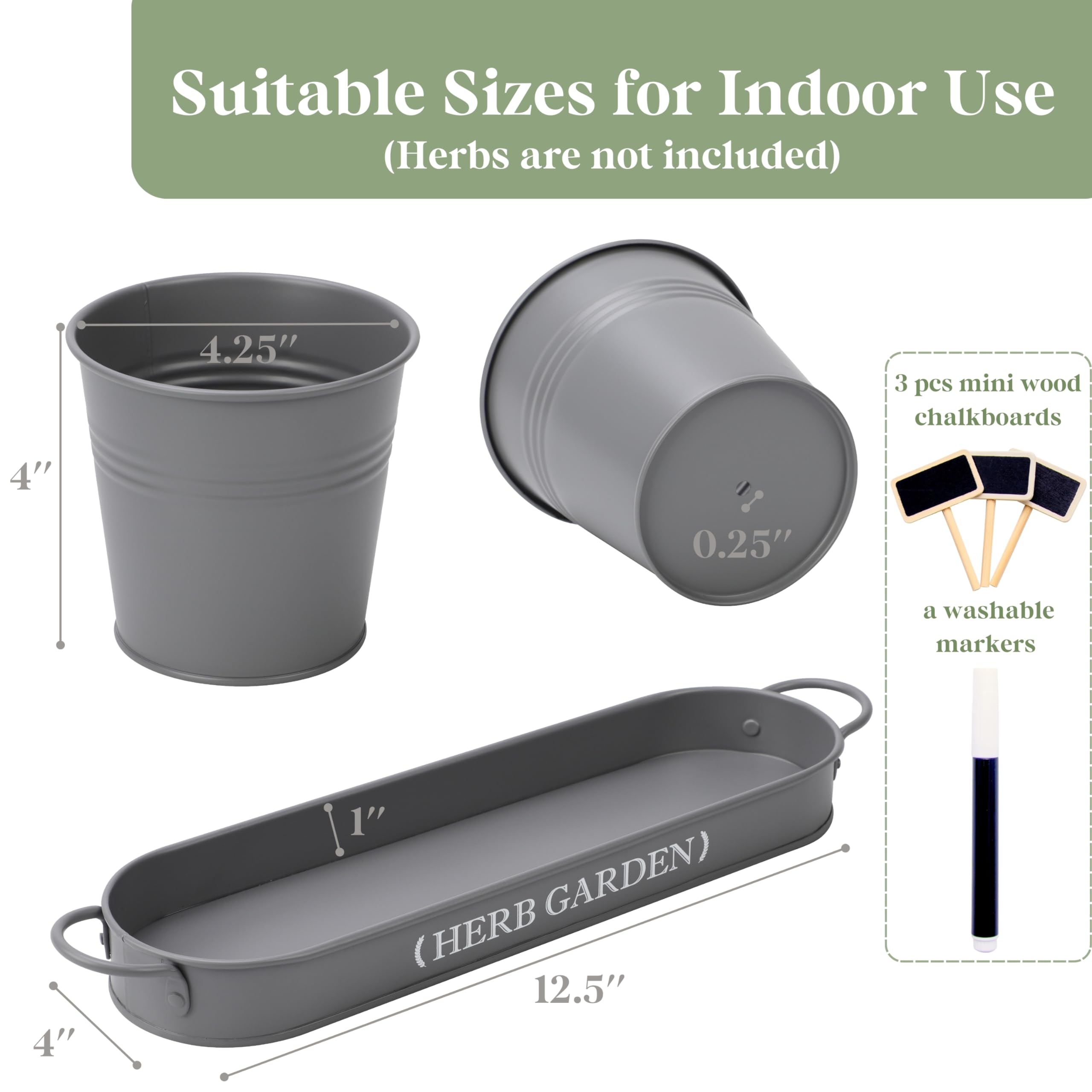 PERFNIQUE Indoor Herb Garden, Herb Planter for Indoor/Outdoor, Farmhouse Plant Pots, Windowsill Herb Garden with Tray(Planter only) Window Pots