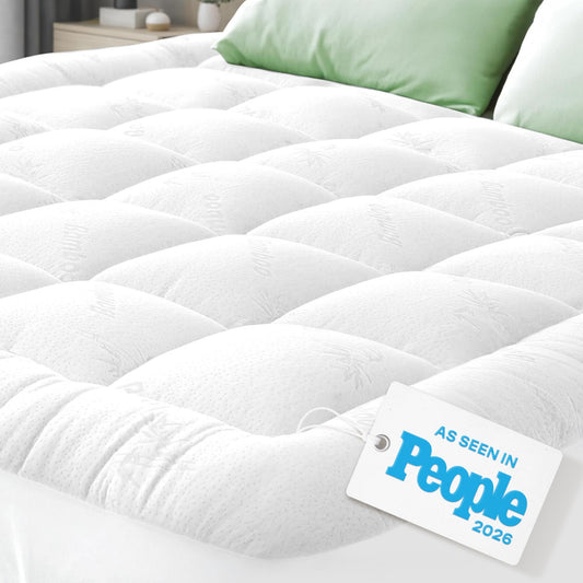 Niagara Sleep Solution Ultra Soft Queen Size Mattress Topper - Rayon Derived from Bamboo Pillow Top Mattress Pad for Back Pain Relief - Naturally Cooling for Hot Sleepers, Green