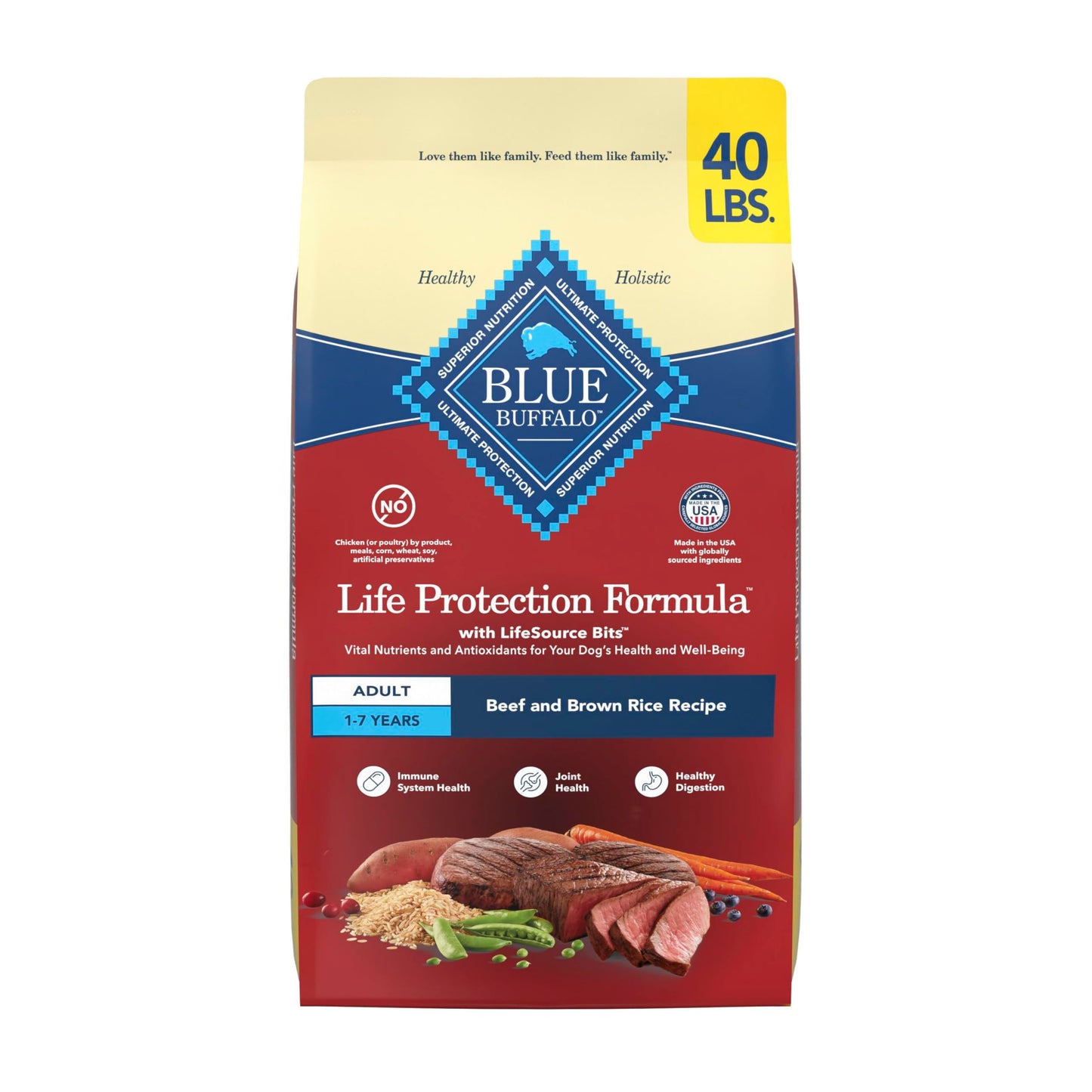 Blue Buffalo Life Protection Formula Adult Dry Dog Food, Helps Build and Maintain Strong Muscles, Made with Natural Ingredients, Beef & Brown Rice Recipe, 30-lb Bag