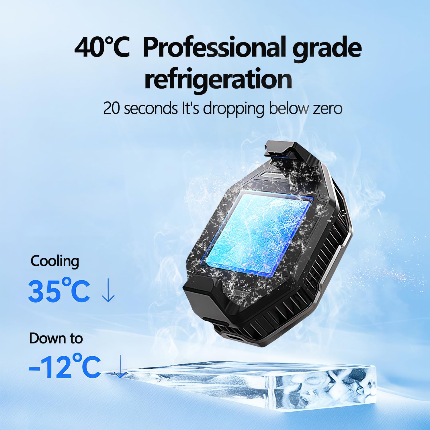 Phone Cooler for Gaming, 27W iPhone Cooling Fan with RGB LED Semiconductor Heatsink Cooling Case Enfriador para Celular, for iPhone/Android Phone Gaming, Live Streaming, AI Smartphone Temperature