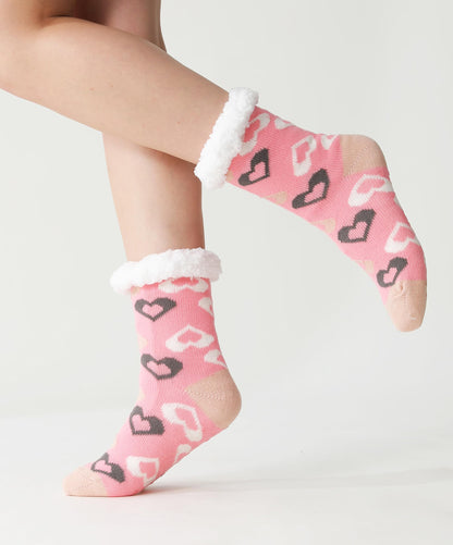 Winterlace Fuzzy Fluffy Slipper Socks, 3 Pairs Womens Sherpa Non Slip Plush Comfy Cozy Cabin Sock