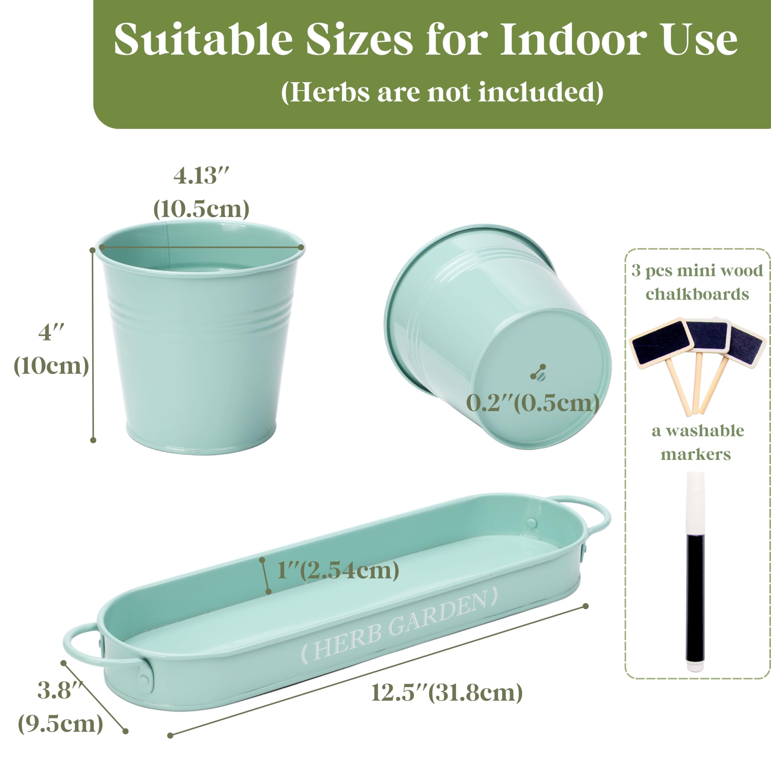 PERFNIQUE Indoor Herb Garden, Herb Planter for Indoor/Outdoor, Farmhouse Plant Pots, Windowsill Herb Garden with Tray(Planter only) Window Pots