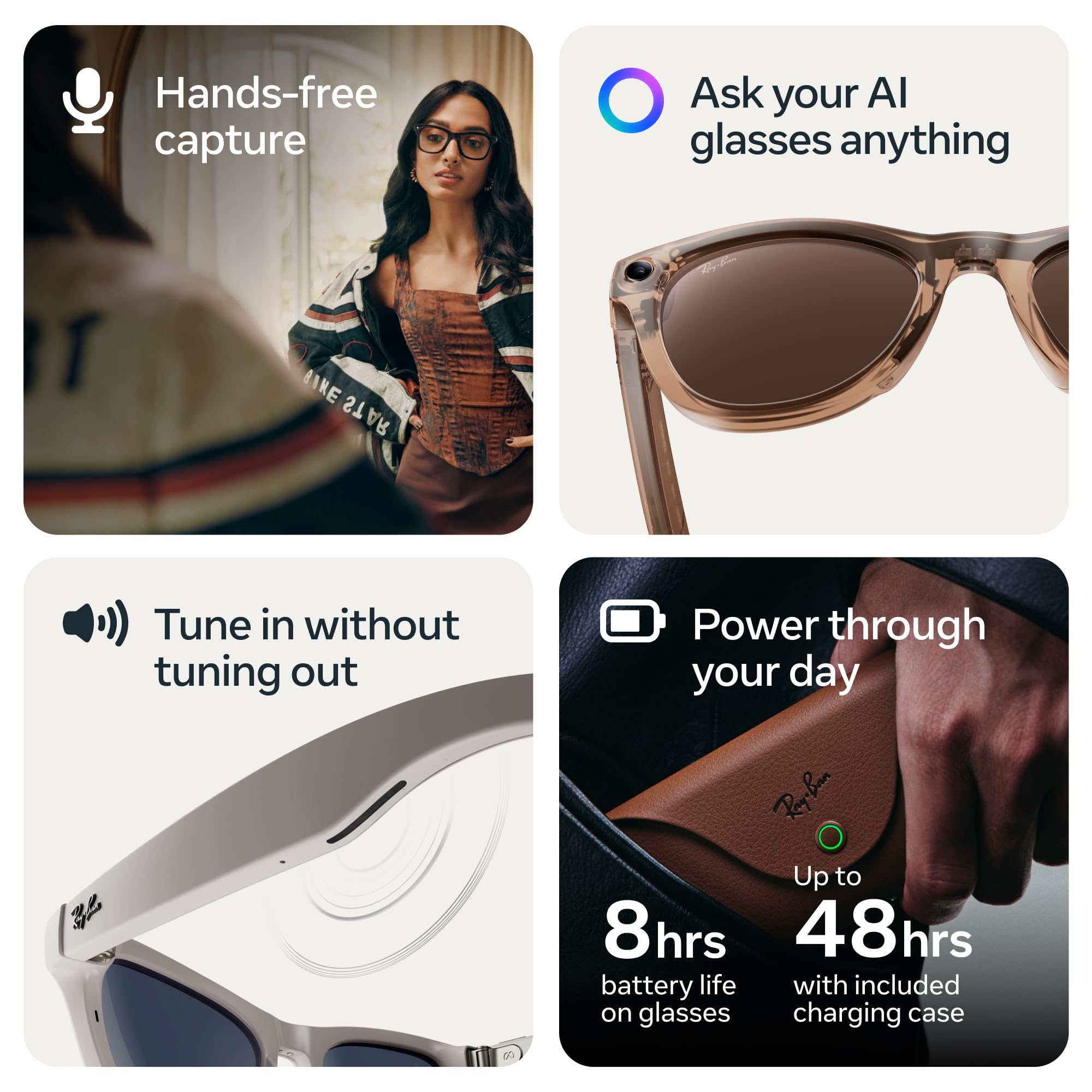 Ray-Ban Meta Skyler (Gen 2) with Meta AI, photo and video capture, longer battery life - Shiny Transparent Peach, Transitions® Brown Lenses