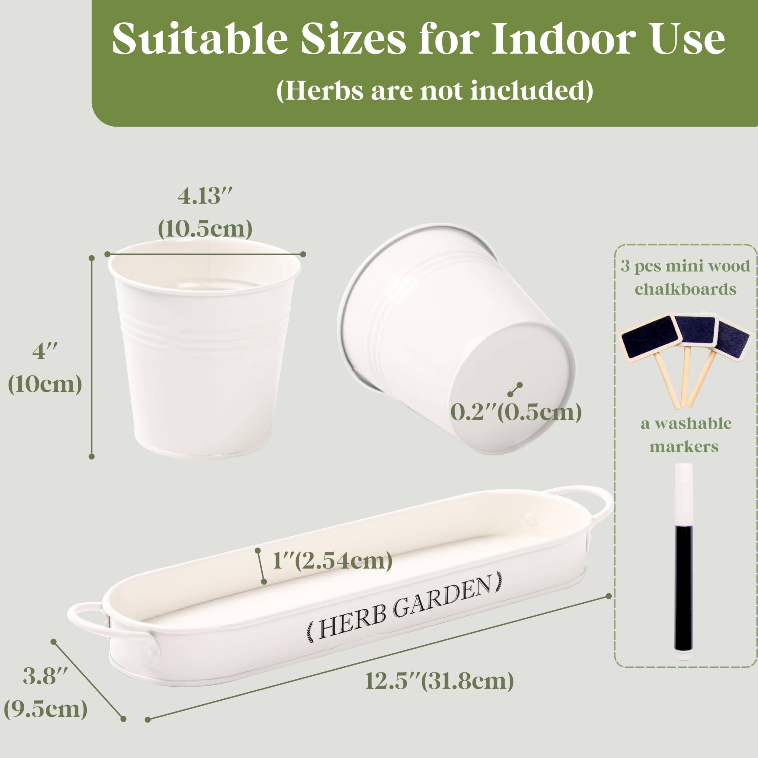 PERFNIQUE Indoor Herb Garden, Herb Planter for Indoor/Outdoor, Farmhouse Plant Pots, Windowsill Herb Garden with Tray(Planter only) Window Pots