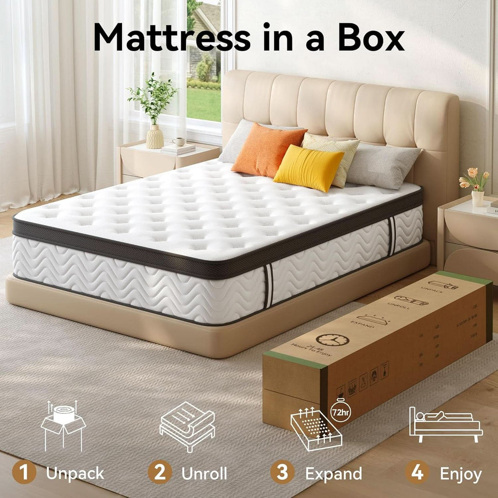 Queen 12 Inch Hybrid Mattress With Ultra Memory Foam