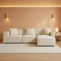 Cream Modular Sectional Sofa Set With Ottoman And Chaise