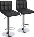 Black 6 Squares Back Adjustable Bar Stool Set Of 2