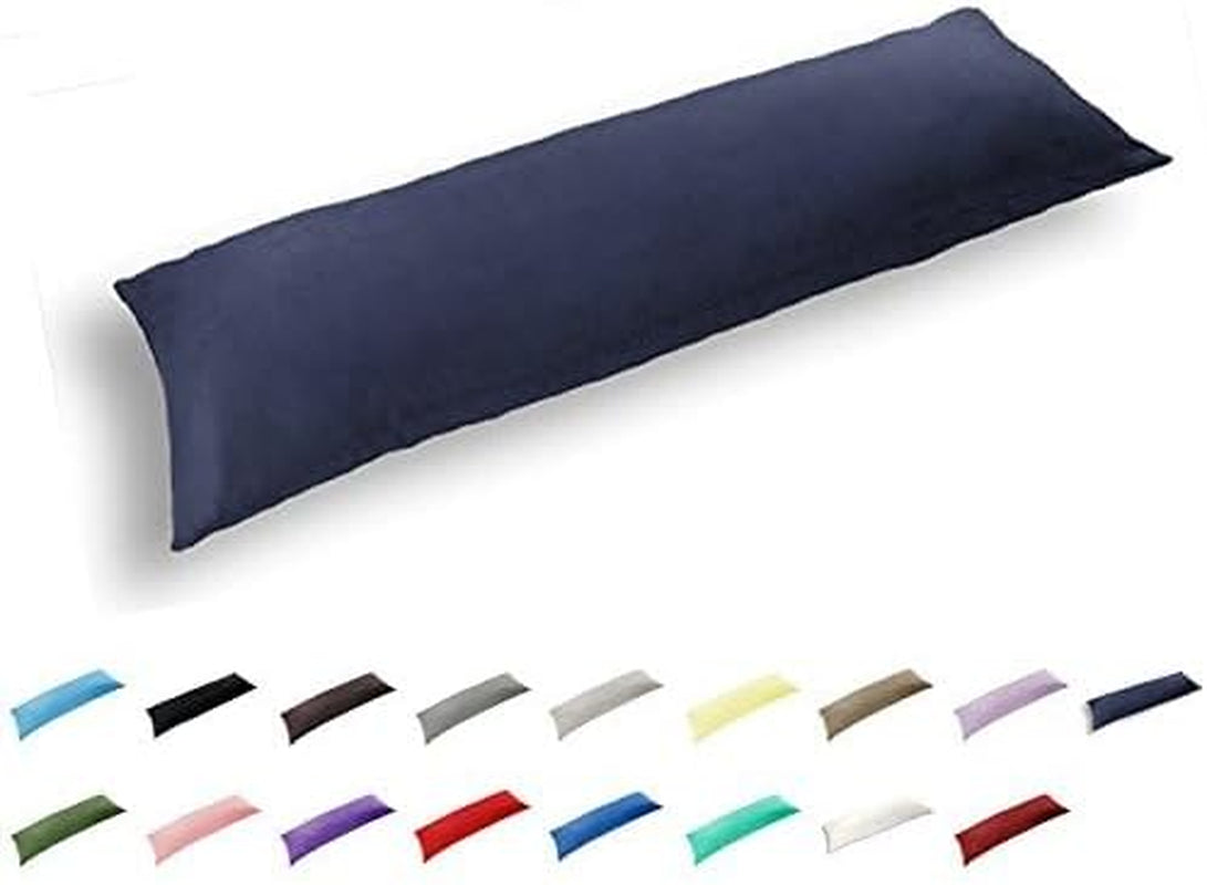 100% Cotton 300 Thread Count Body Pillow Cover Pillowcase Pillow Protector Cushion Cover with Zippers Only Cover No Insert (Navy Blue,21"X54")