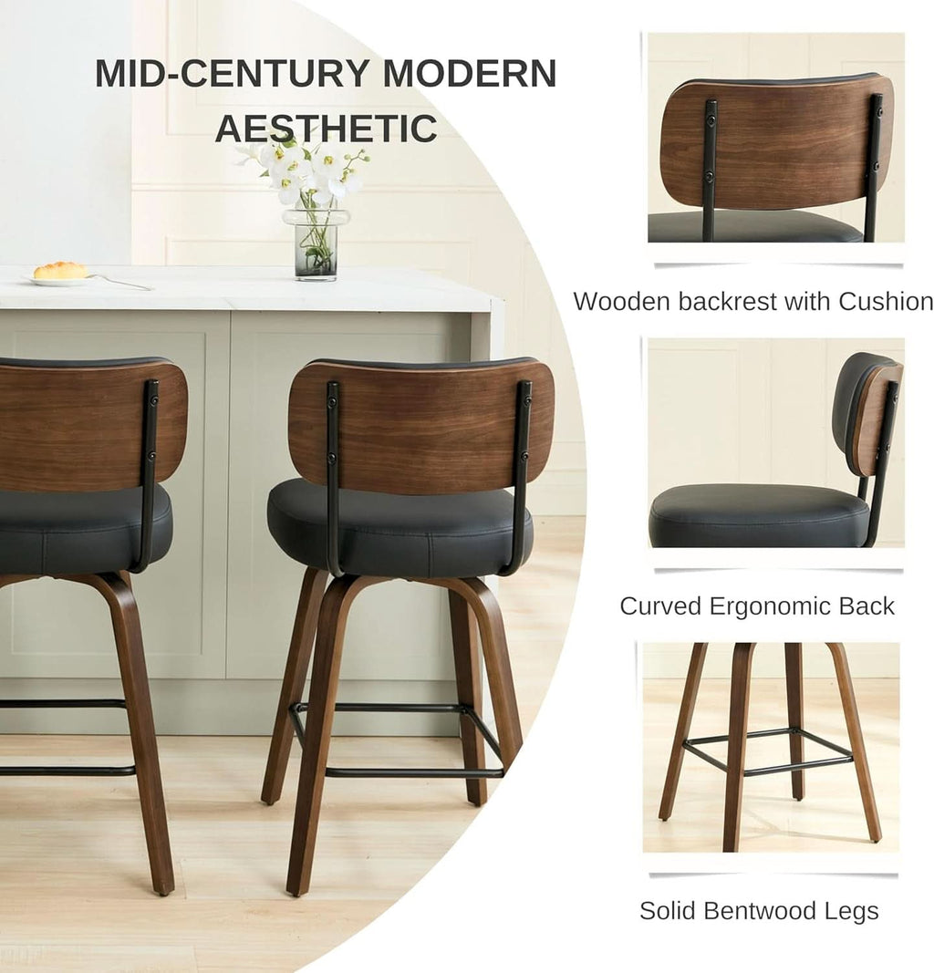 Swivel Bar Stools Set Of 4 26 Inch Counter Height Black