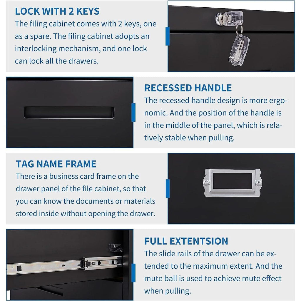 Lockable 4 Drawer Lateral File Cabinet For Office Use
