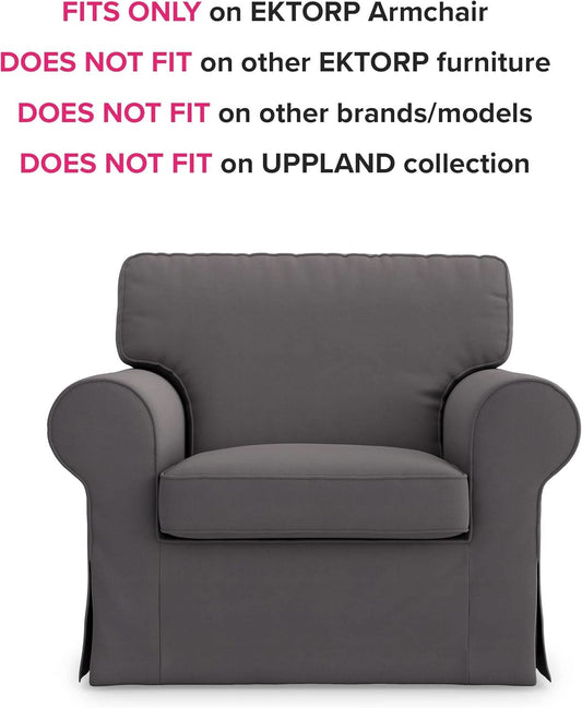Ektorp Armchair Cotton Slipcover Dark Grey Replacement For IKEA Ektorp Chair