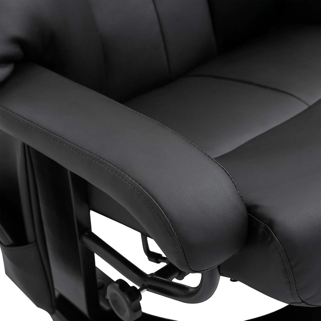 Massage Recliner Chair With Ottoman 360 Degree Swivel Black PU Leather