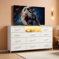 White Dresser TV Stand 60 Inch With LED And 11 Drawers