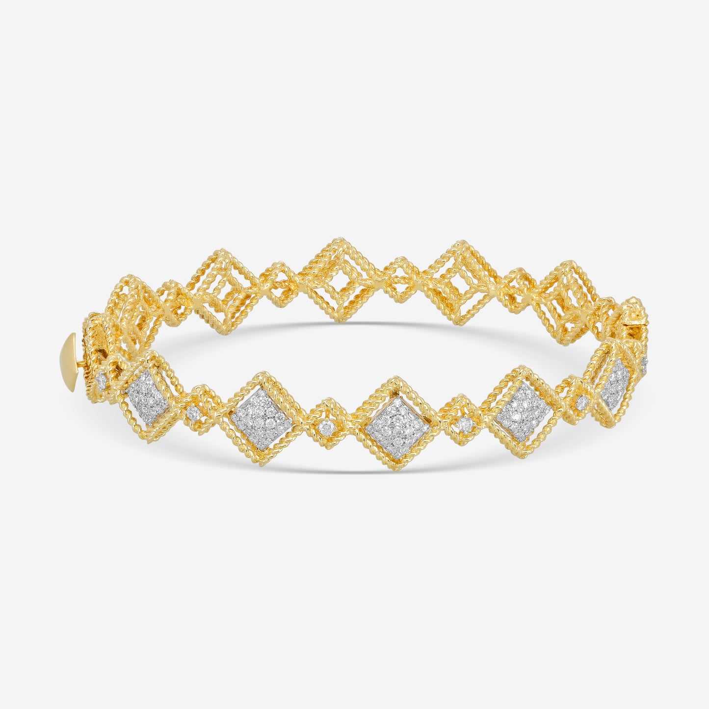 Roberto Coin Roman Barocco 18K Yellow & White Gold Diamond Bangle Bracelet 7771655AJBAX