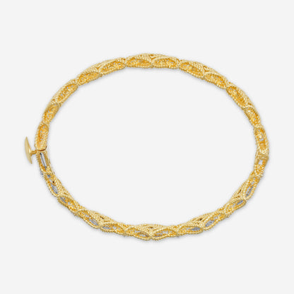 Roberto Coin Roman Barocco 18K Yellow & White Gold Diamond Bangle Bracelet 7771655AJBAX
