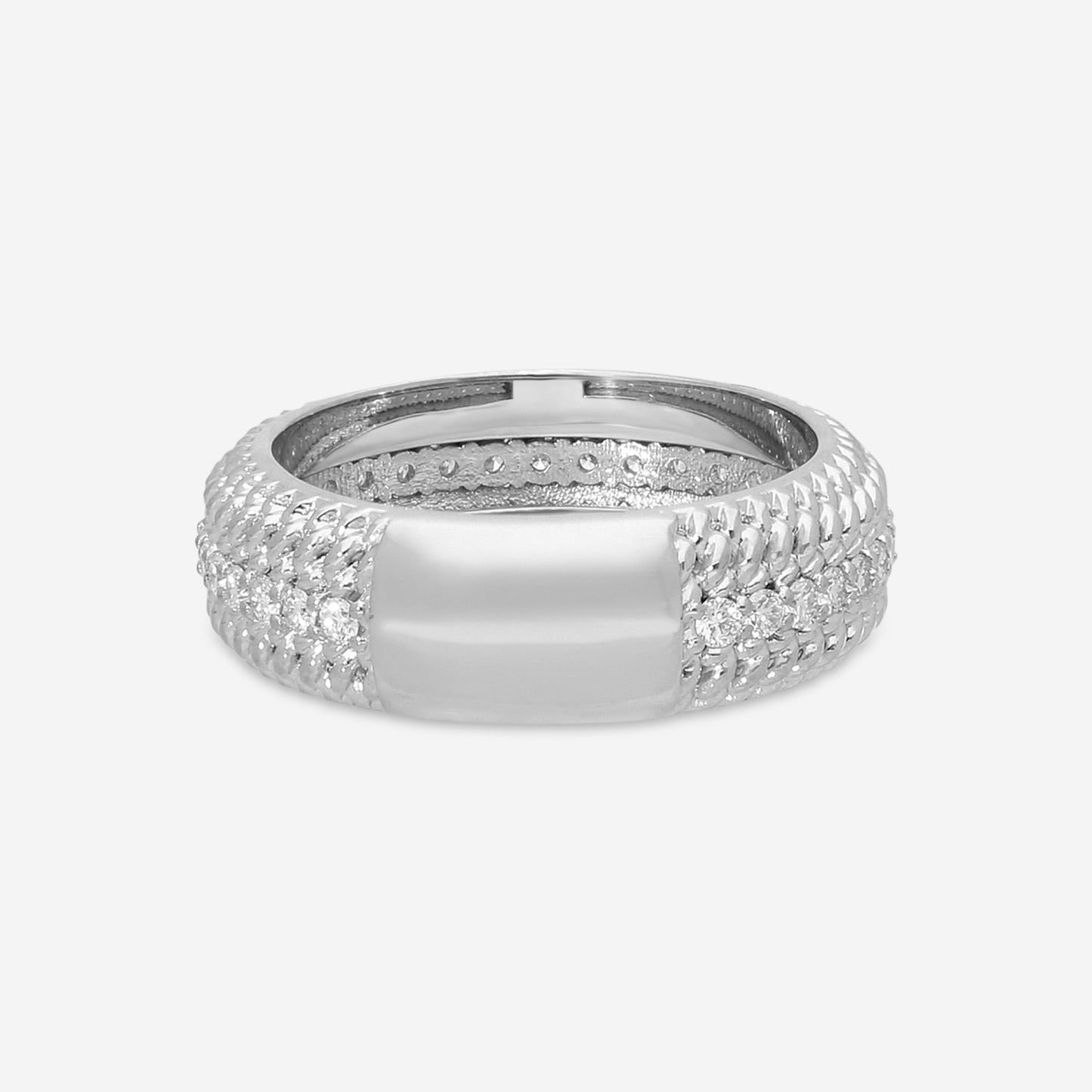 Roberto Coin Opera 18K White Gold Diamond Band Ring Sz. 8.25 7772779AW80X