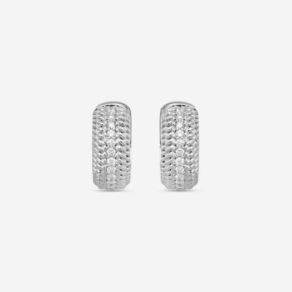 Roberto Coin Opera 18K White Gold Diamond Hoop Earrings 7772779AWERX