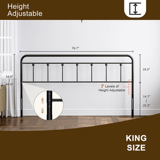 Adjustable Height Metal Headboard in Farmhouse Victorian Style