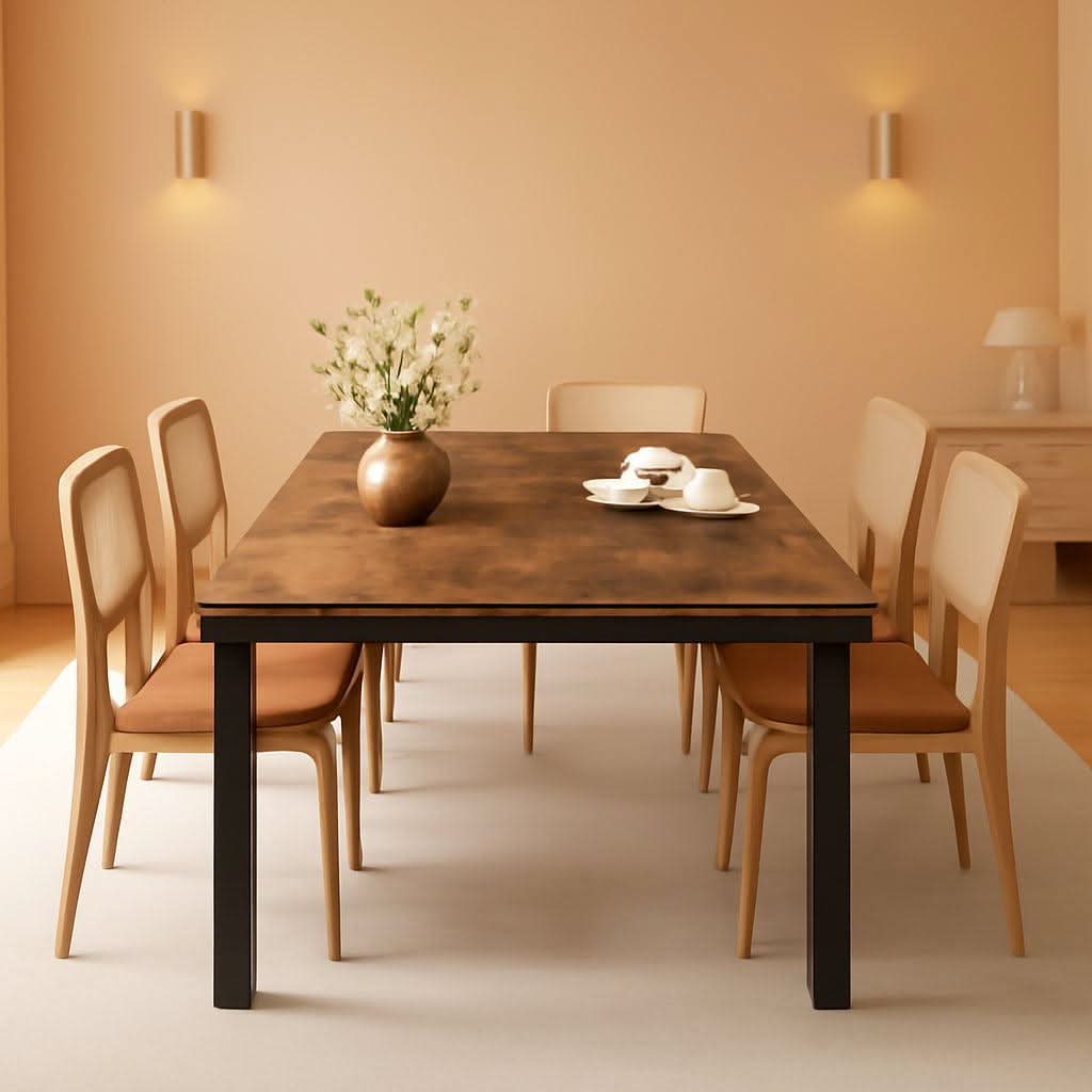 Industrial Dining Table 78.7 Inch Metal Frame Rustic Finish