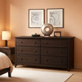 Shaker 6 Drawer Dresser Espresso Finish Solid Wood